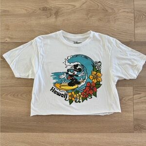 Mickey Mouse Hawaii surfing cropped t shirt • size medium